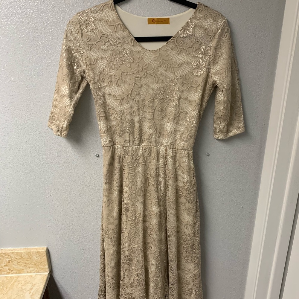 Tan Lace Dress